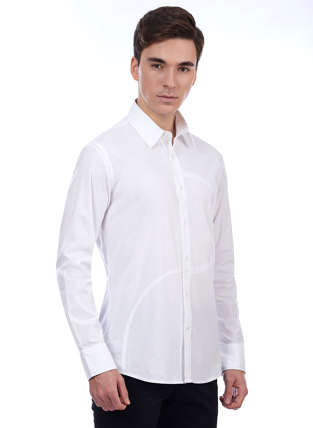 Euro~Fit Men's Designer Long Sleeved Cotton Shirt Tuxedo Style
